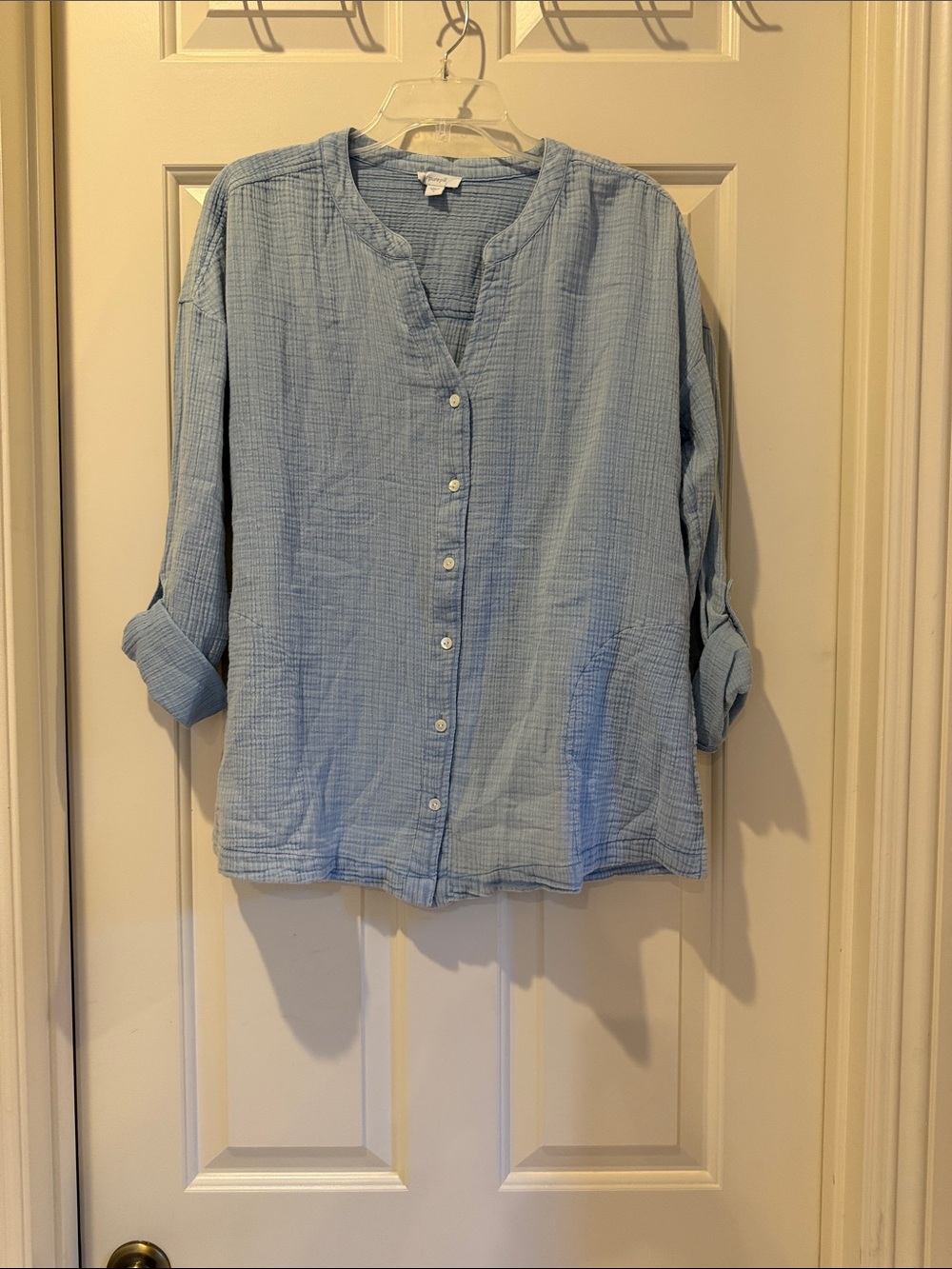 Pure Jill Light Blue Women’s Button-Down Gauze Shirt